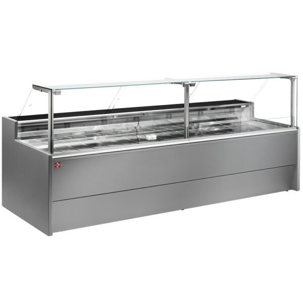 Diamond VZ15/G8-VR2 Flat Glass Grey Refrigerated Serveover Counter, 1500mm