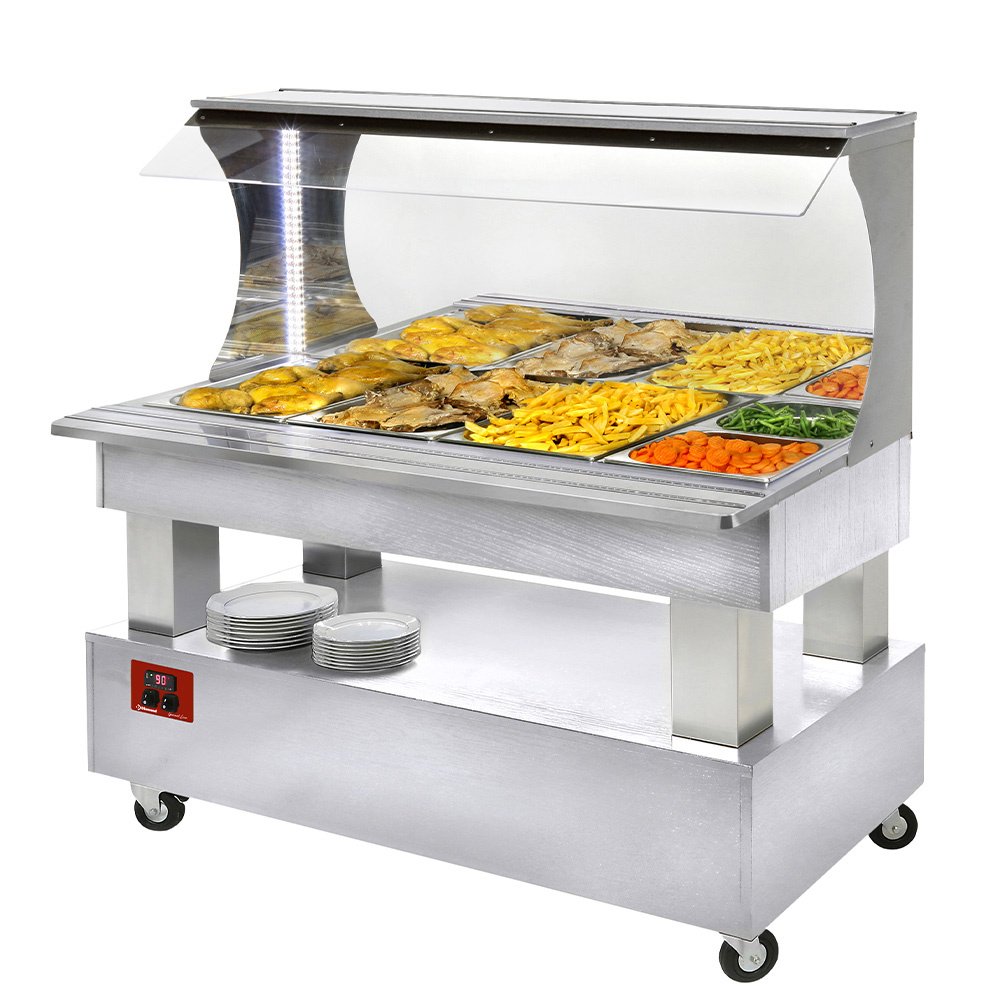 Diamond ABM/4N-A1 White Wood Warming Bain Marie Buffet Bar, 4 x  1/1 GN