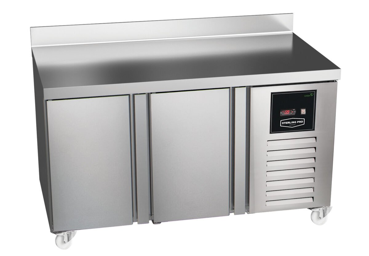 Sterling Pro Green SNI-7-135-20-SB 2 Door Counter Freezer with 100mm Splashback, 290 Litres