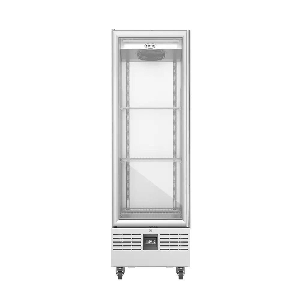 Foster FSL400G/11-307 Slimline Single Glass Door Refrigerated Upright Display Cabinet, 400 Litres