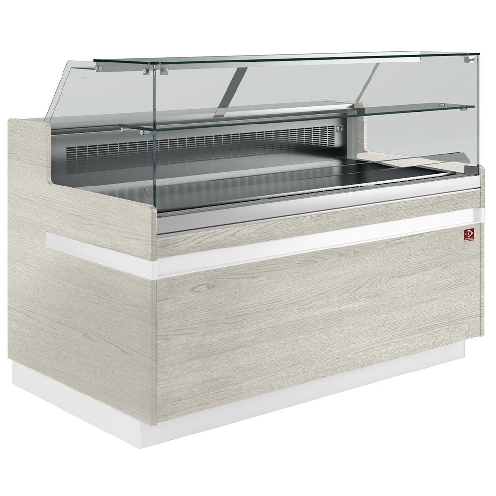 Diamond VB10XF1/R2 Flat Glass Light Wood Refrigerated Serveover Counter, 2538mm