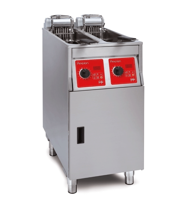 FriFri Precision 422 electric free-standing twin tank fryer.