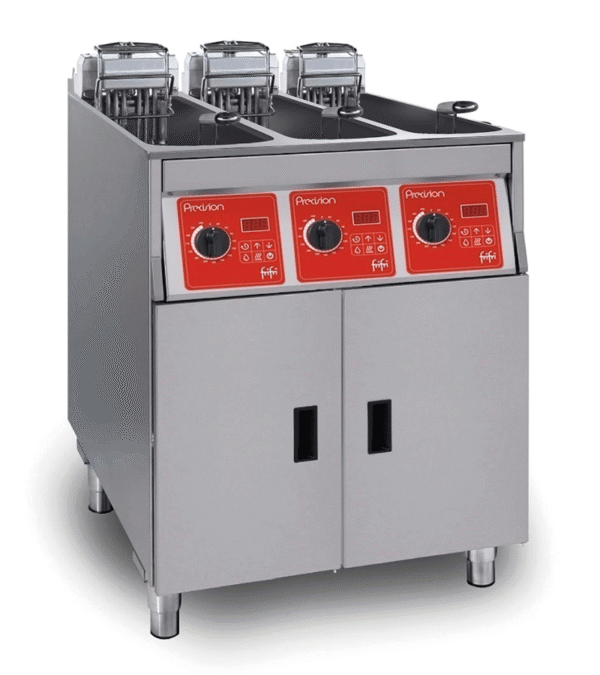 FriFri Precision 633 electric free-standing triple tank fryer.