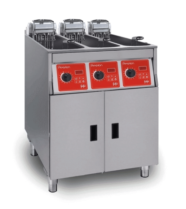 FriFri Precision 633 electric free-standing triple tank fryer.