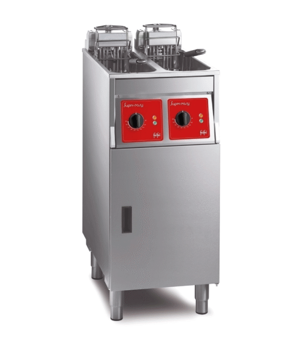 FriFri Super Easy 422 electric free-standing twin tank fryer with filtration.