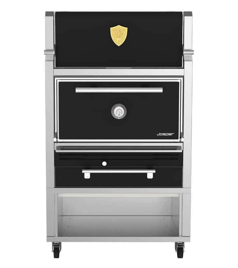 Josper HJA-PLUS-M120-HCT mediummodel charcoal oven with hot cabinet and table.