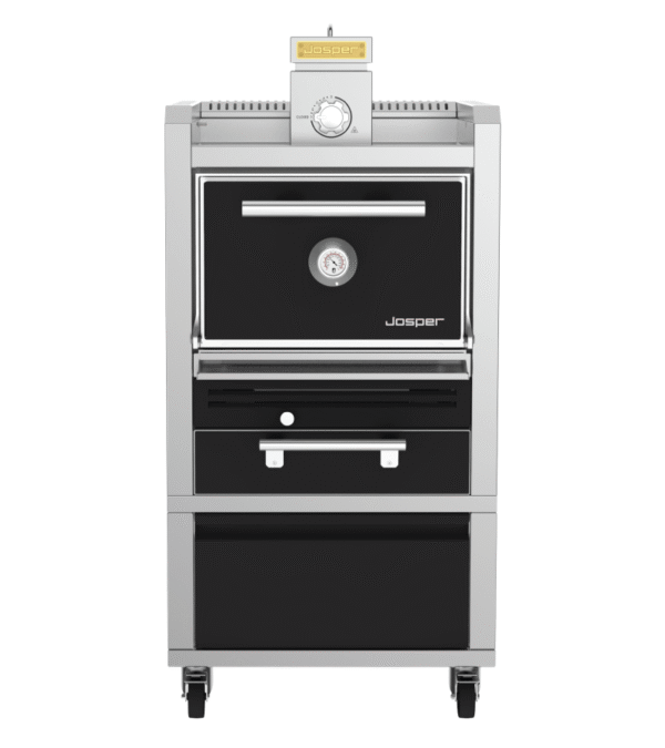 Josper HJA-PLUS-S80-TD small model charcoal oven with table and drawer.