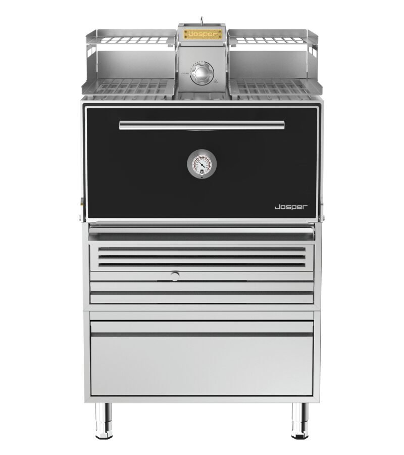Josper HJX-PRO-L175 large model charcoal oven with warmer, table and drawer.