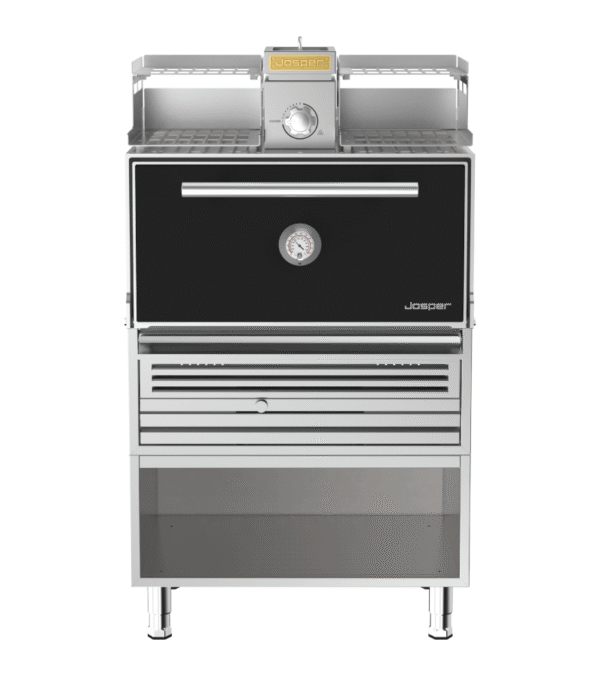 Josper HJX-PRO-M120-WT medium model charcoal oven with warmer and table.