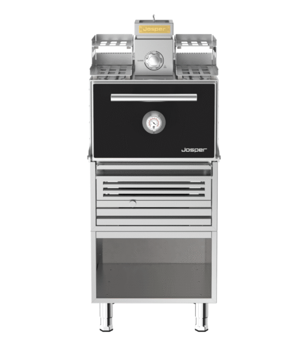 Josper HJX-PRO-S80-WT small model charcoal oven with warmer and table.