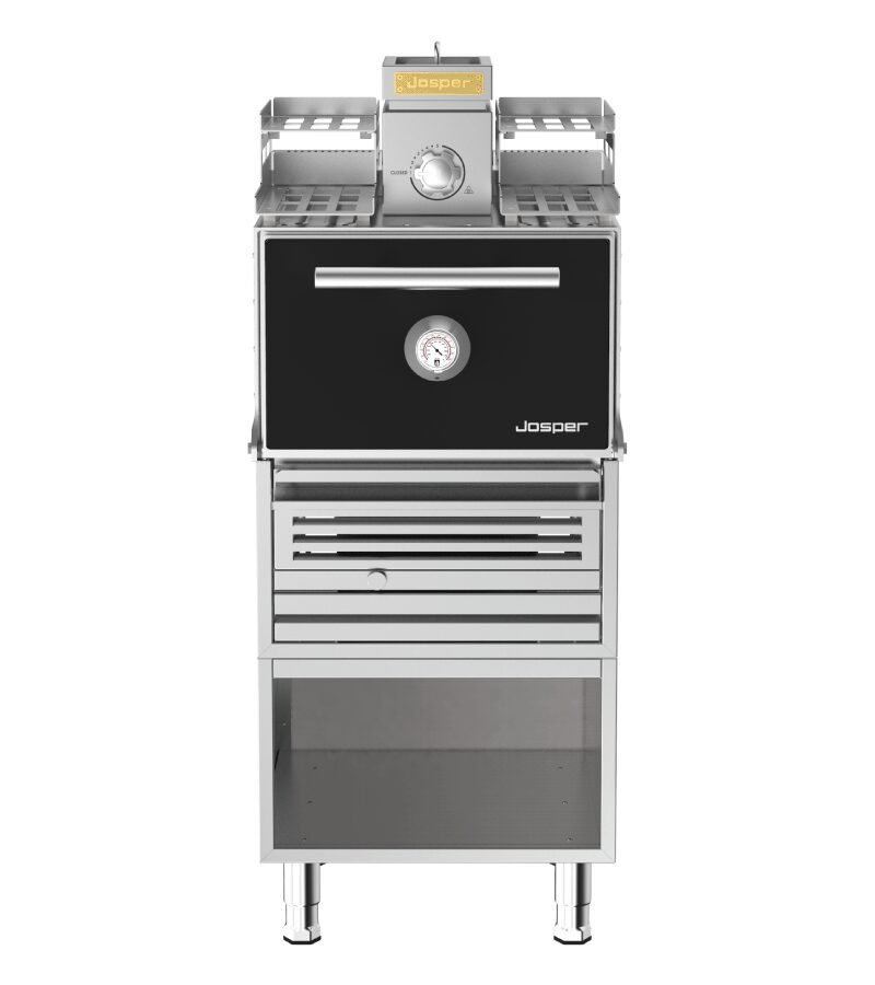 Josper HJX-PRO-S80-WT small model charcoal oven with warmer and table.