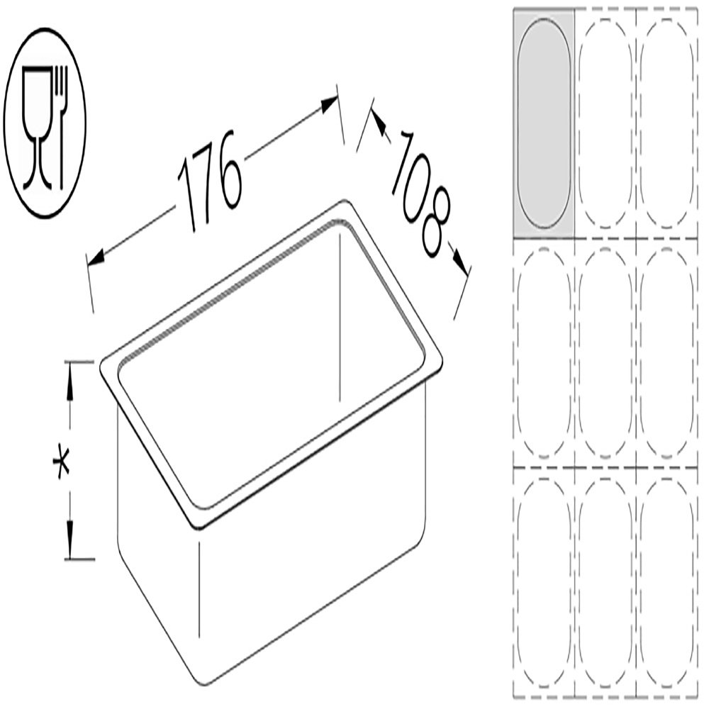 Diamond B/GN1/9-100 Gastronorm Tub 1/9 H100 Mm