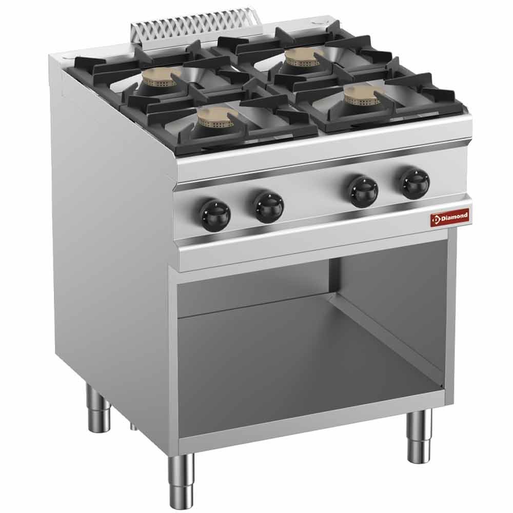 Diamond C4GA7-BF 4 Burners Gas Range on Open Cupboard