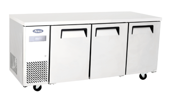 Atosa YPF9047GR Three Door Stainless Steel Undercounter Freezer, 470 Litres