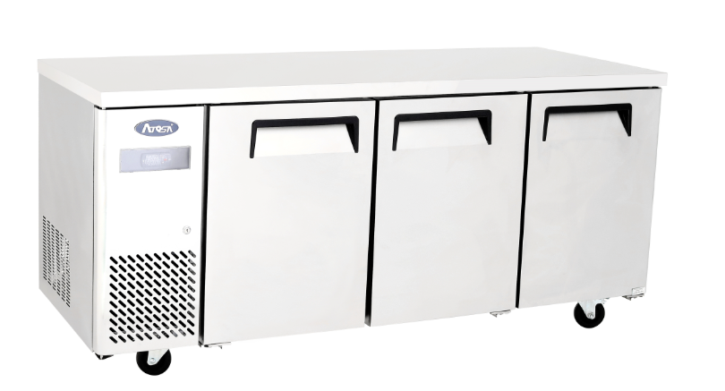 Atosa YPF9047GR Three Door Stainless Steel Undercounter Freezer, 470 Litres