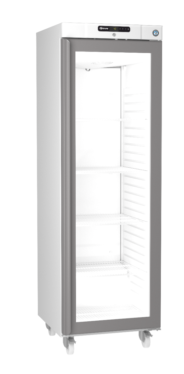 Hoshizaki Compact KG420L C DR G U Glass Single Door White Upright Display Refrigerator, 343 Litres
