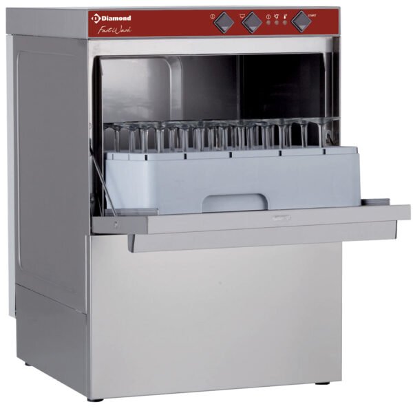 Diamond 046D/6-A 450mm Basket Frontloading Glasswasher and Dishwasher with Integral Softener, 30 Baskets/hour