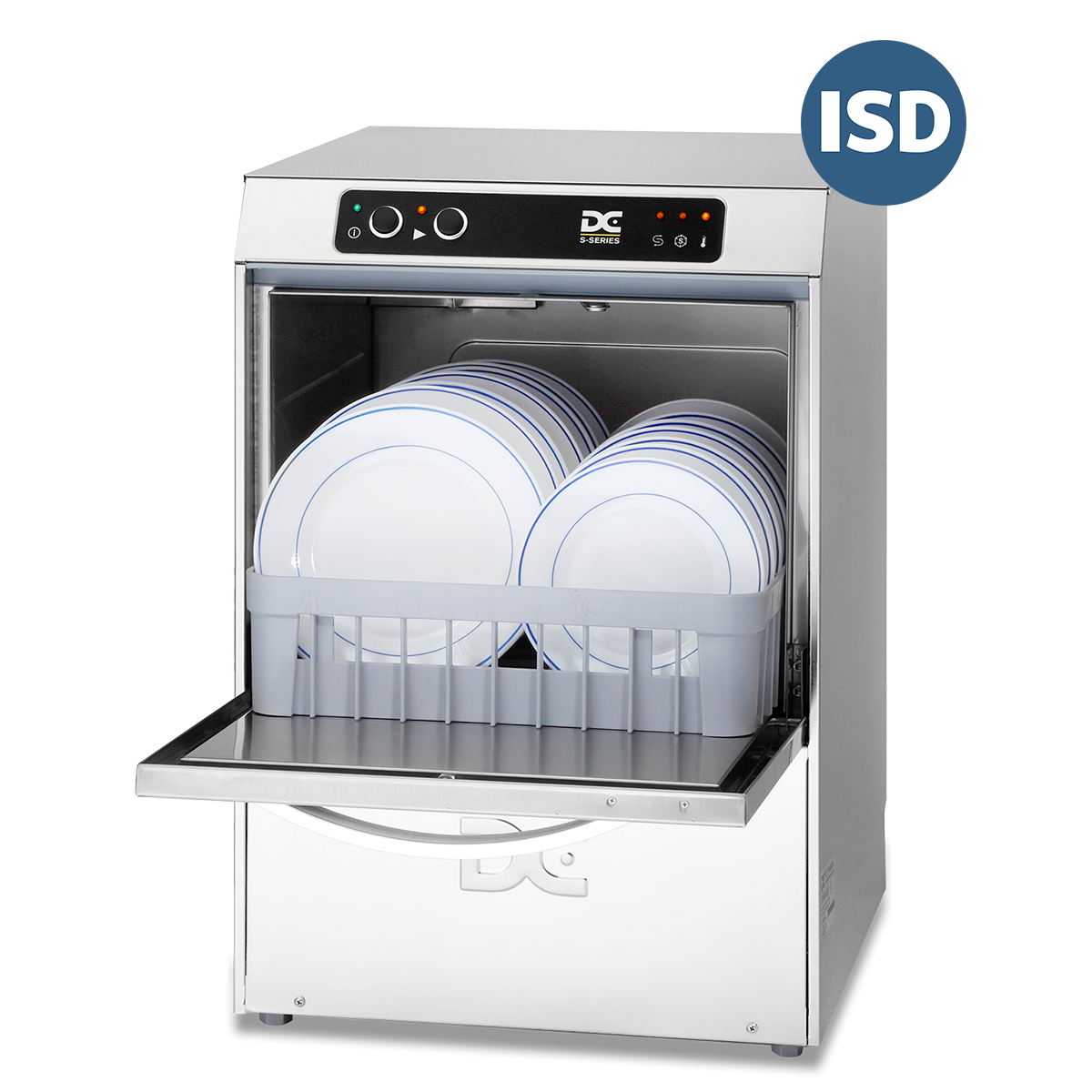 DC SD40ISD Standard Range 400mm Basket Frontloading Commercial Dishwasher with Integral Water Softener & Drain Pump, 11 Plates