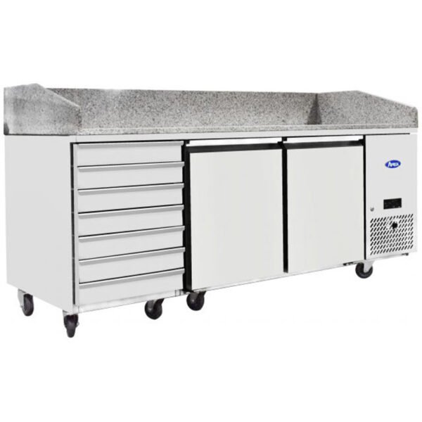 Atosa EPF3480GR Two Door + 7 Drawer Salad Prep Counter Table 250 Litres