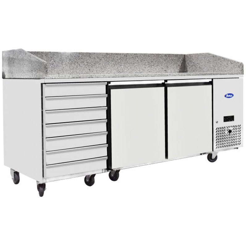 Atosa EPF3480GR Two Door + 7 Drawer Salad Prep Counter Table 250 Litres