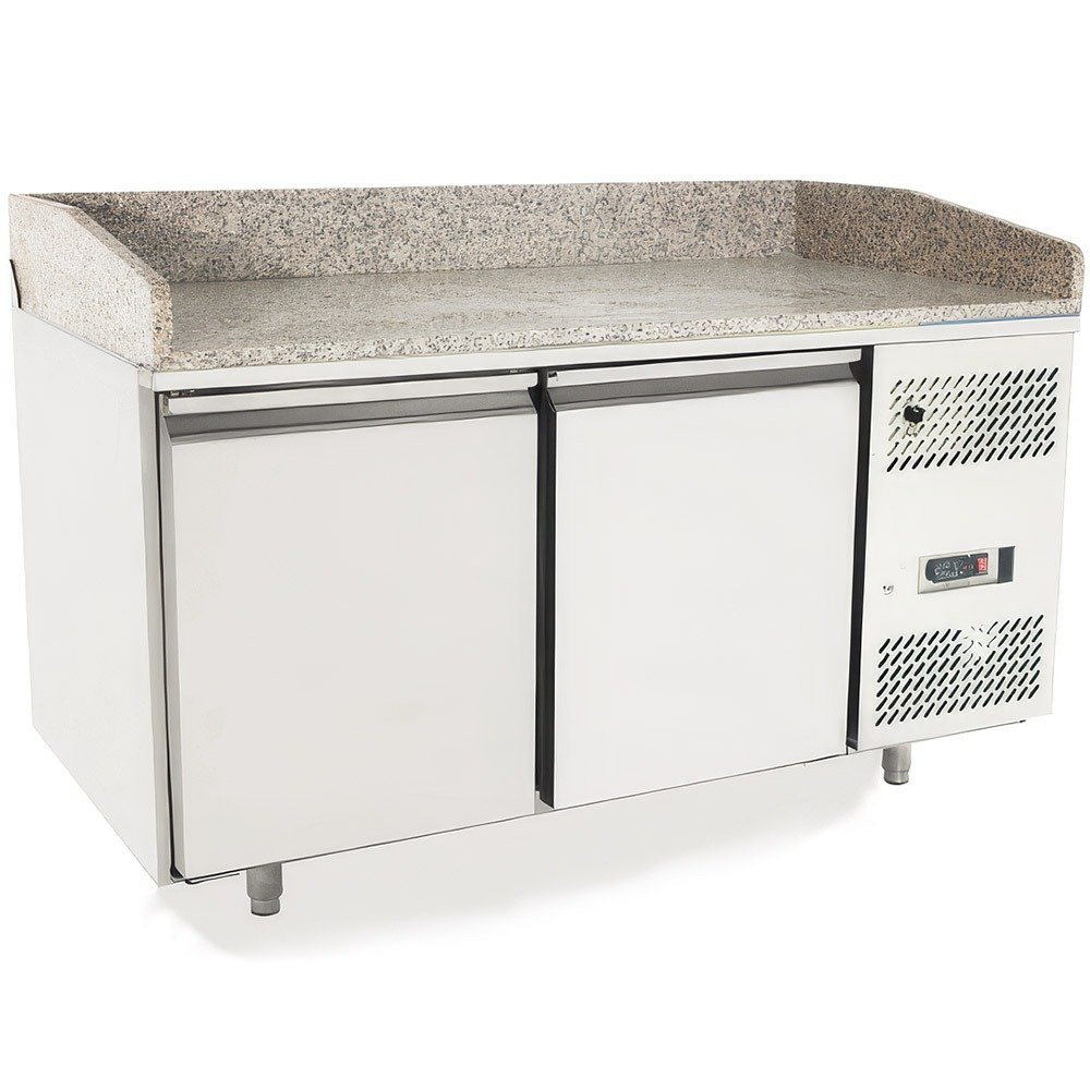 Atosa EPF3495GR + VRX1500/330 2 Door Granite Top Pizza Preparation Counter Fridge with VRX Unit & GN Pans, 250 Litres