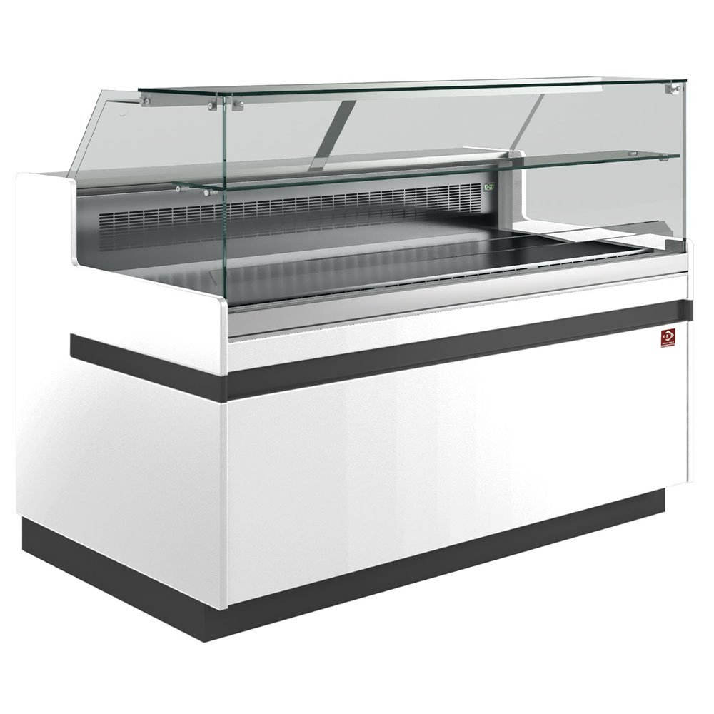 Diamond VB10XB2/R2 Flat Glass White Refrigerated Serveover Counter, 1038mm