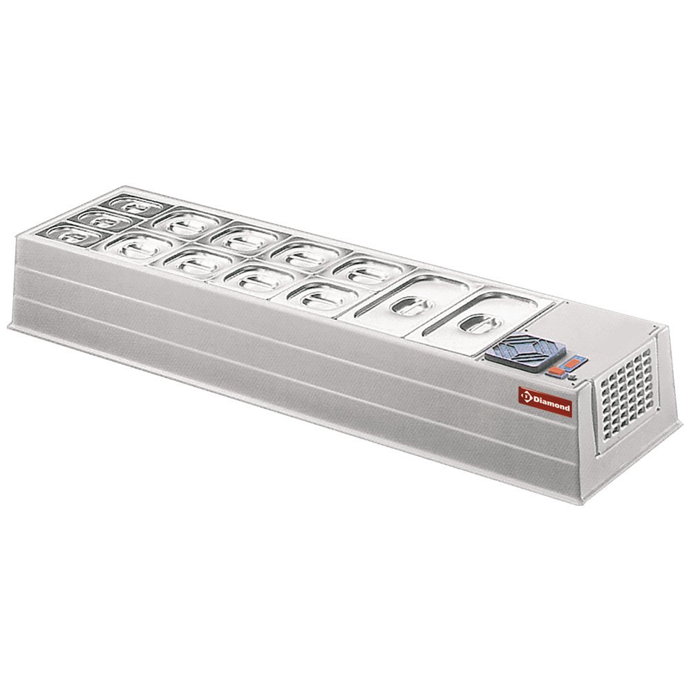 Diamond MIDI-R6 Stainless Steel Refrigerated Topping Unit, 7 x 1/3 GN Pans