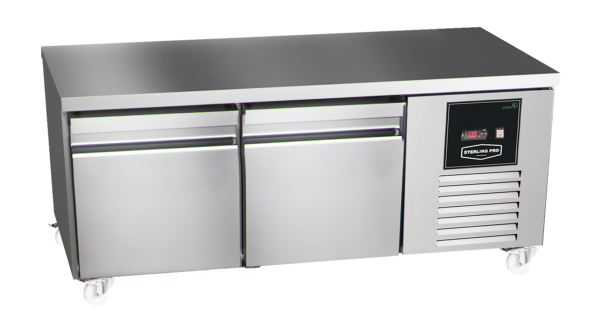 Sterling Pro Green SPI-B-135 2 Door Stainless Steel Low-Height Fridge Counter, 2 x 2/3 Drawers