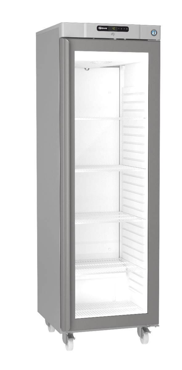 Hoshizaki Compact KG420R C DR G U Glass Single Door Stainless Steel Upright Display Refrigerator, 343 Litres