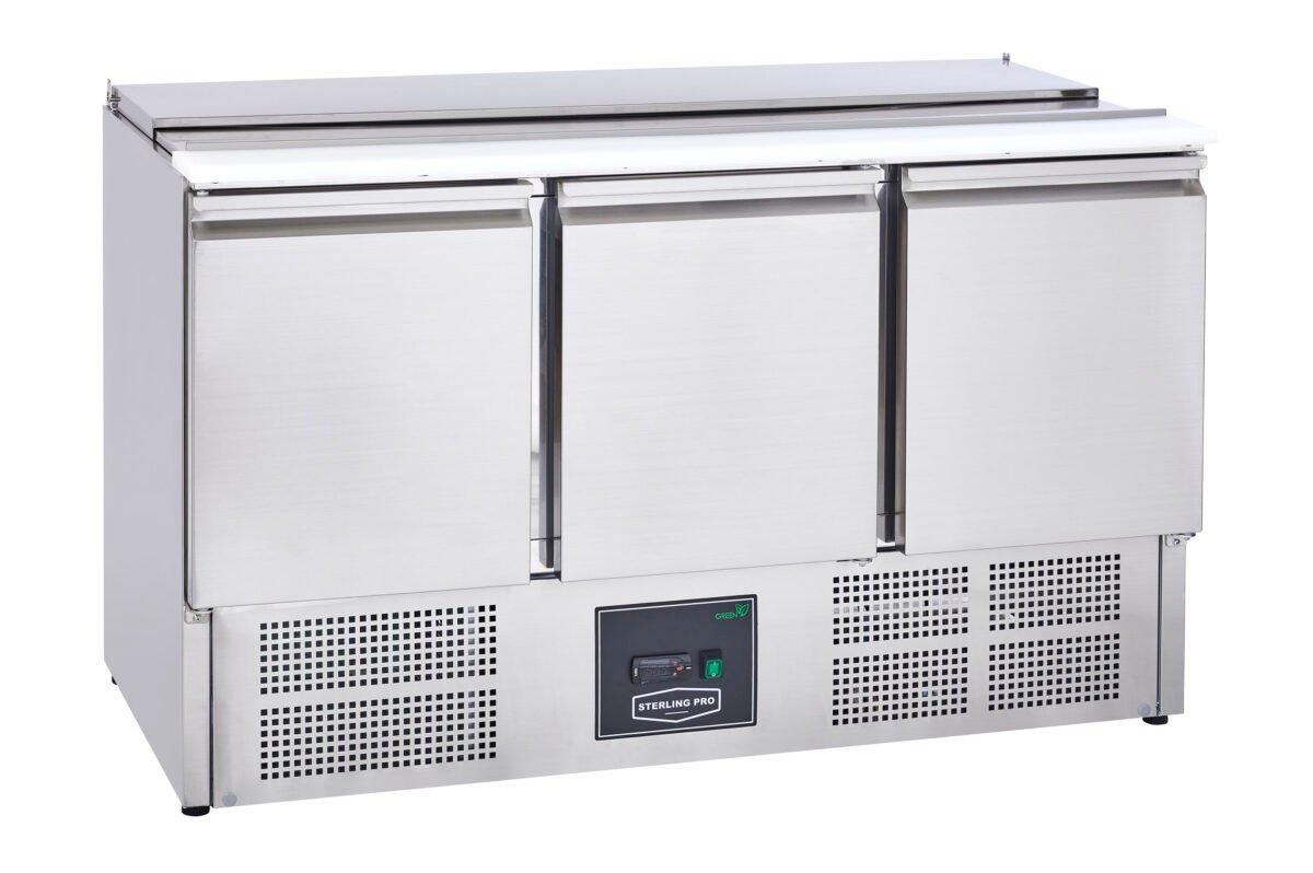 Sterling Pro Cobus SPU300SL 3 Door Saladette Hinged Lid & Chop Board, 368 Litres