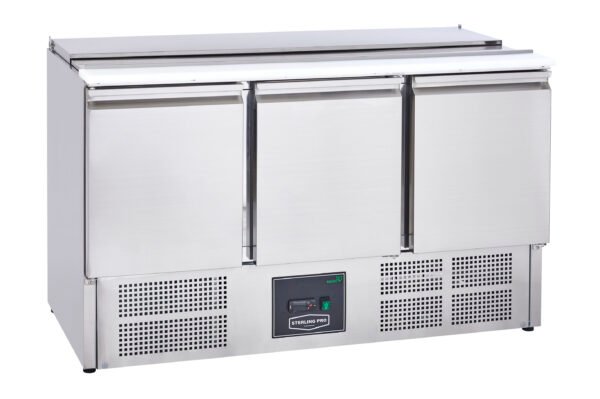 Sterling Pro Cobus SPU300SL 3 Door Saladette Hinged Lid & Chop Board, 368 Litres