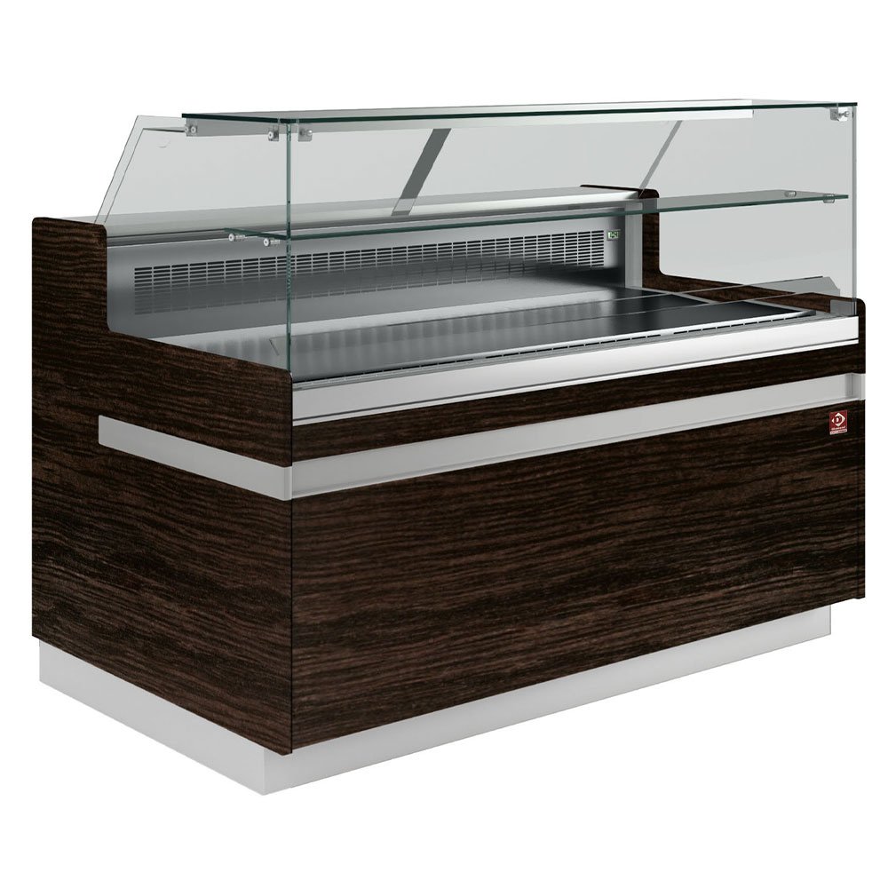 Diamond VB10XD3/R2 Flat Glass Dark Wood Refrigerated Serveover Counter, 2538mm