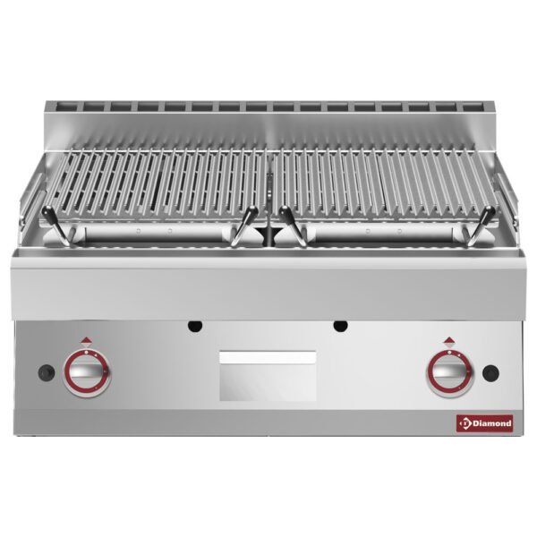 Diamond PLX87-PN Stainless Steel 1/2 Module Ribbed Lavastone Grill