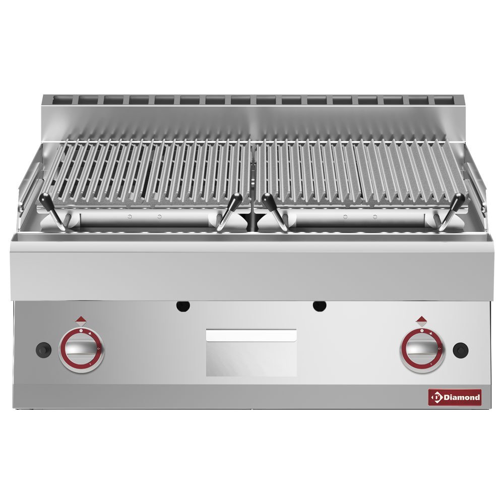 Diamond PLX87-PN Stainless Steel 1/2 Module Ribbed Lavastone Grill