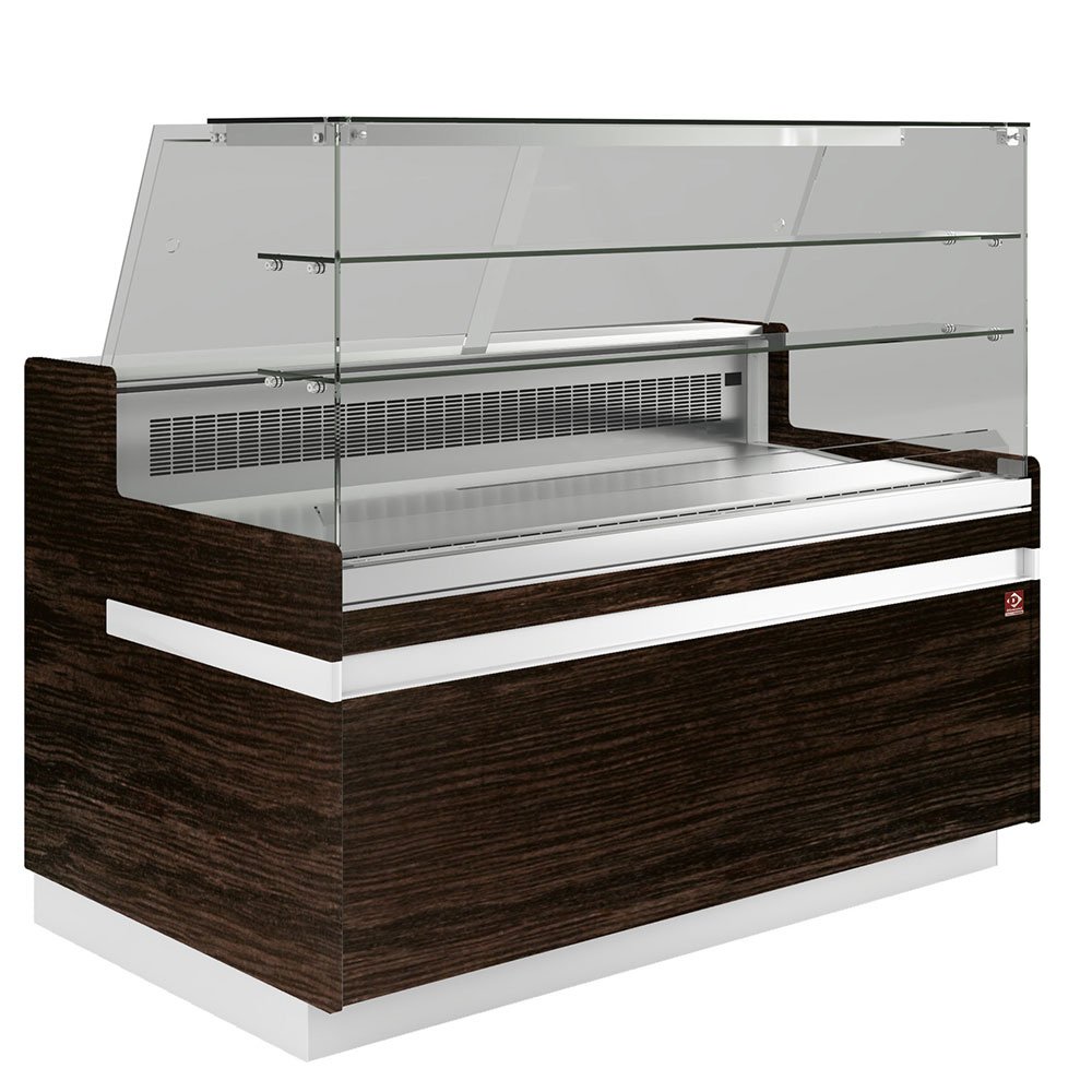 Diamond VB10XD3/R2 Flat Glass Dark Wood Refrigerated Serveover Counter, 1538mm