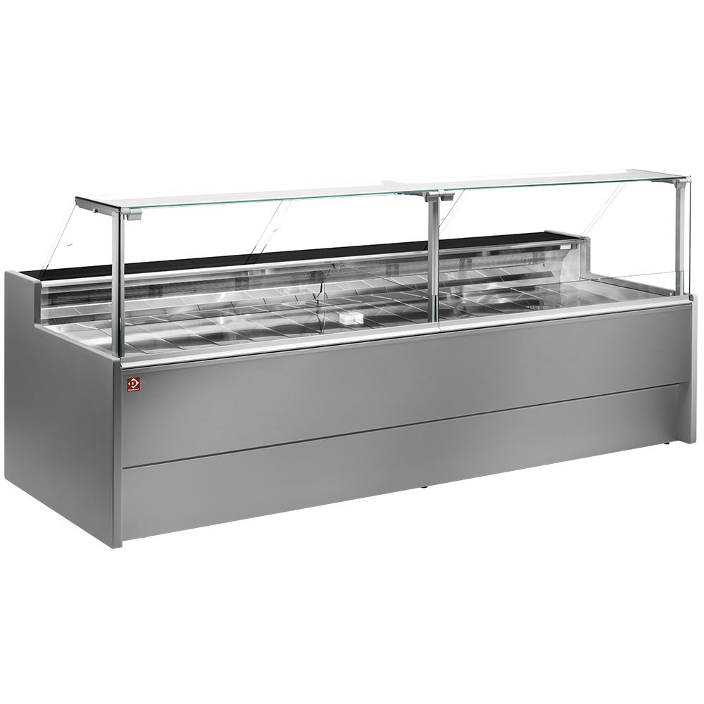 Diamond VZ15/G8-VR2 Flat Glass Grey Refrigerated Serveover Counter, 2500mm