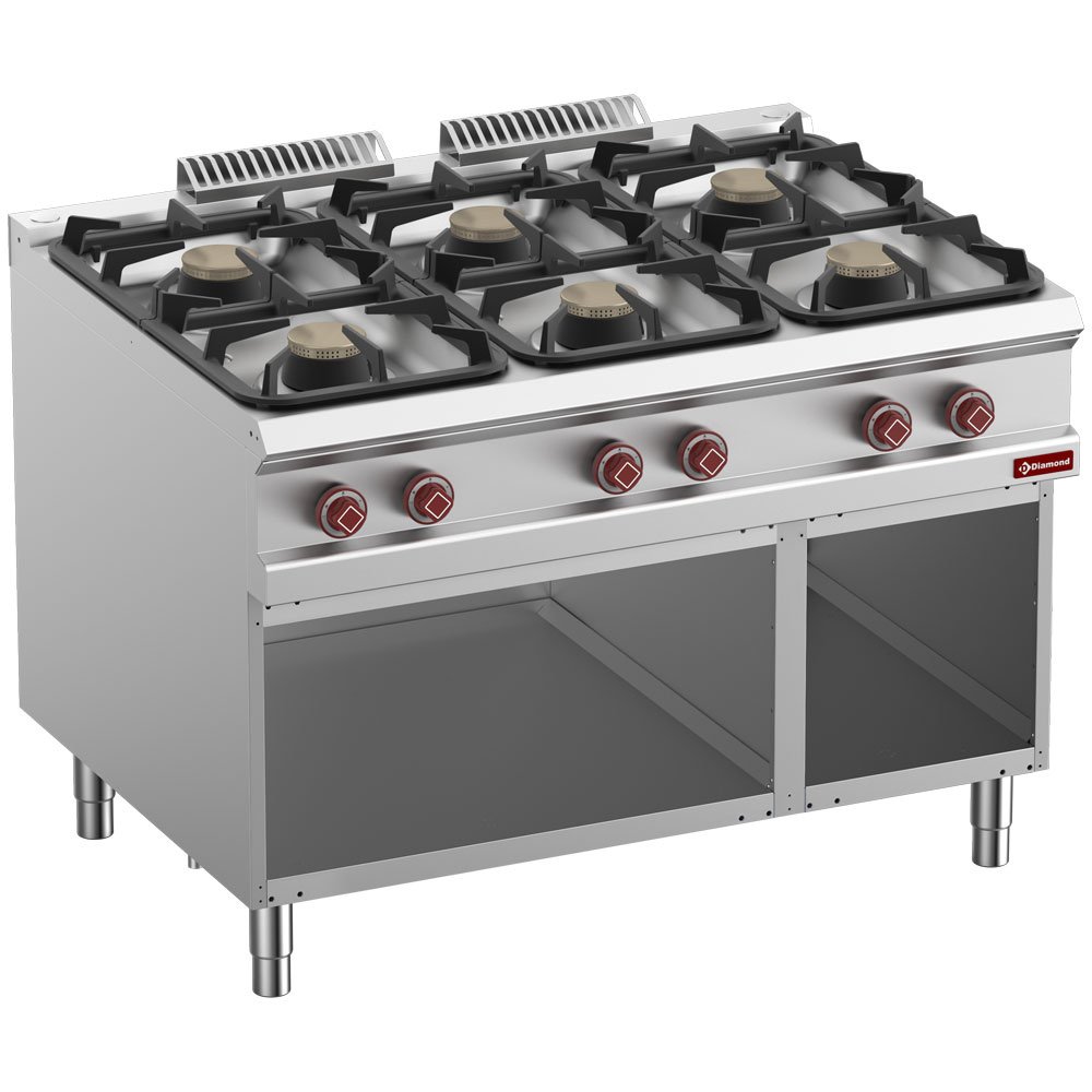 Diamond G9/6BA12-N 6 Burner Gas Range on Open Cupboard