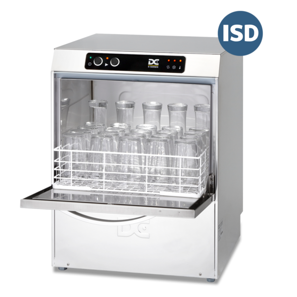 DC SG45ISD Standard Range 450mm Basket Frontloading Commercial Glasswasher with Integral Water Softener and Drain Pump, 25 Pint Capacity
