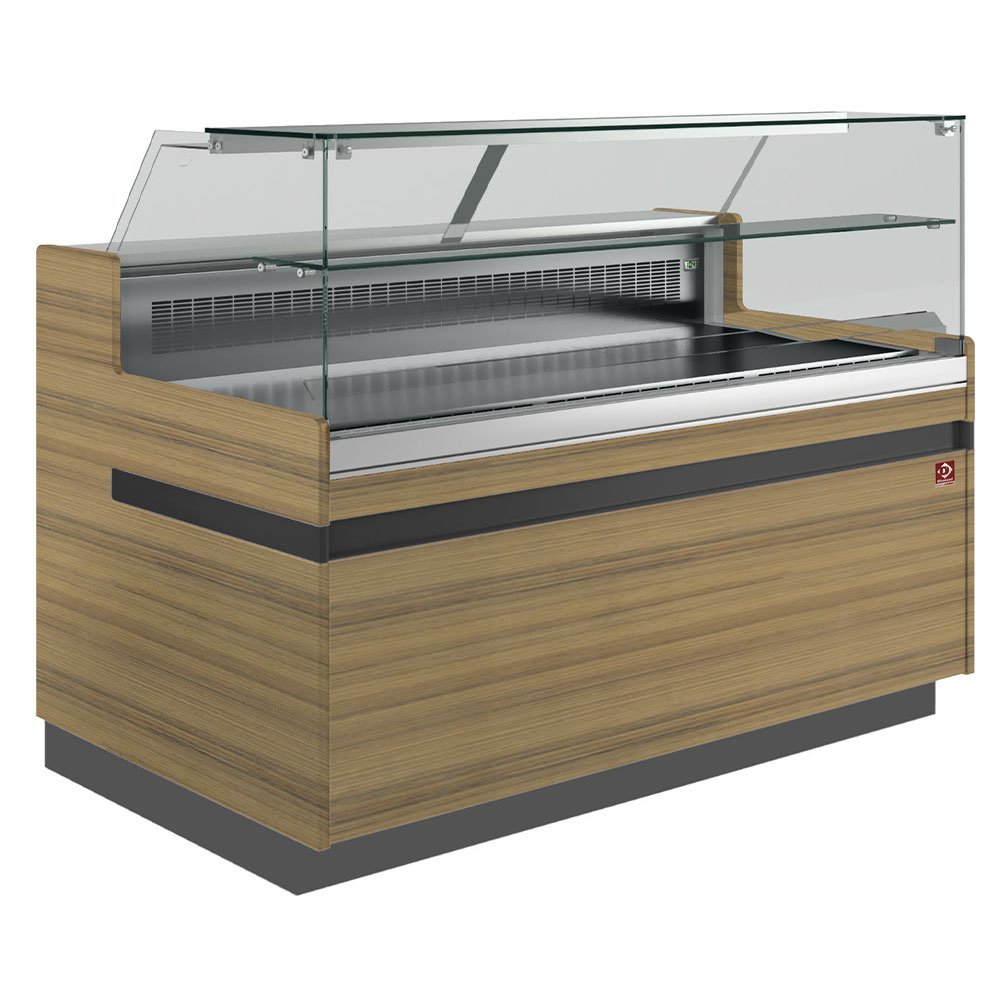 Diamond VB10XE2/R2 Flat Glass Medium Wood Refrigerated Serveover Counter, 1738mm