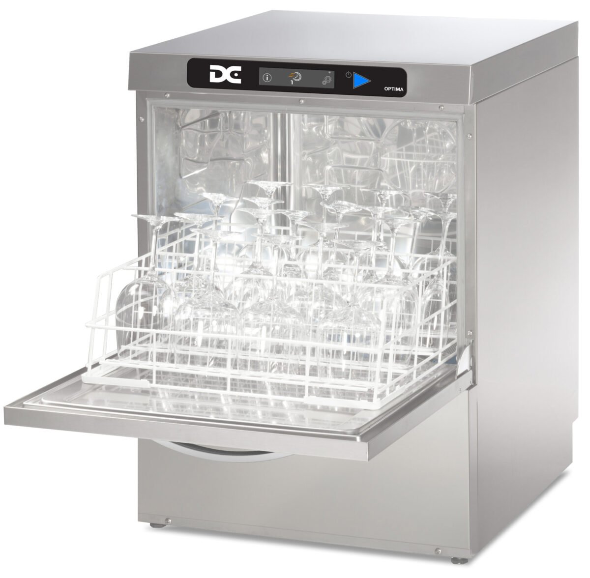 DC OXG50AD Optima Range 500mm Basket Frontloading Commercial Glasswasher with Break Tank & Drain Pump - 30 Pint Capacity
