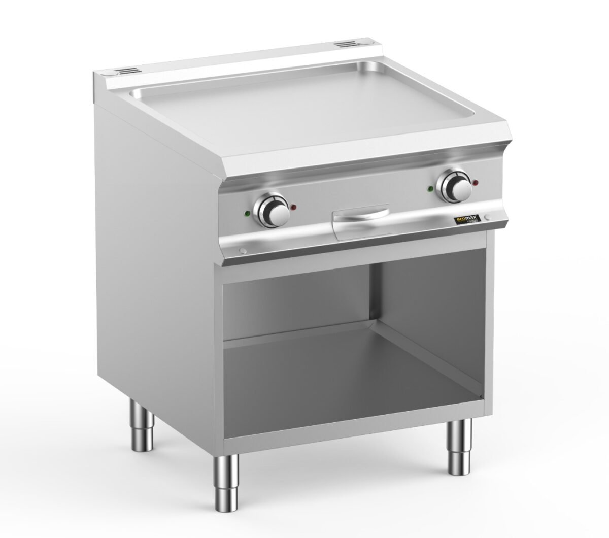 Hobart Ecomax HEFTBE77AL Smooth Griddle on Open Cupboard, 10kW