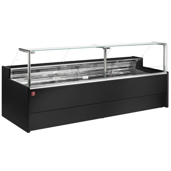 Diamond VZ20/B5-VR2 Flat Glass Black Refrigerated Serveover Counter, 2000mm