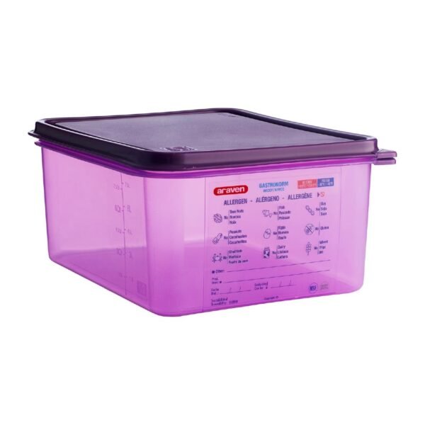 Araven Allergen Polypropylene 1/2 Gastronorm Food Container Purple 10Ltr