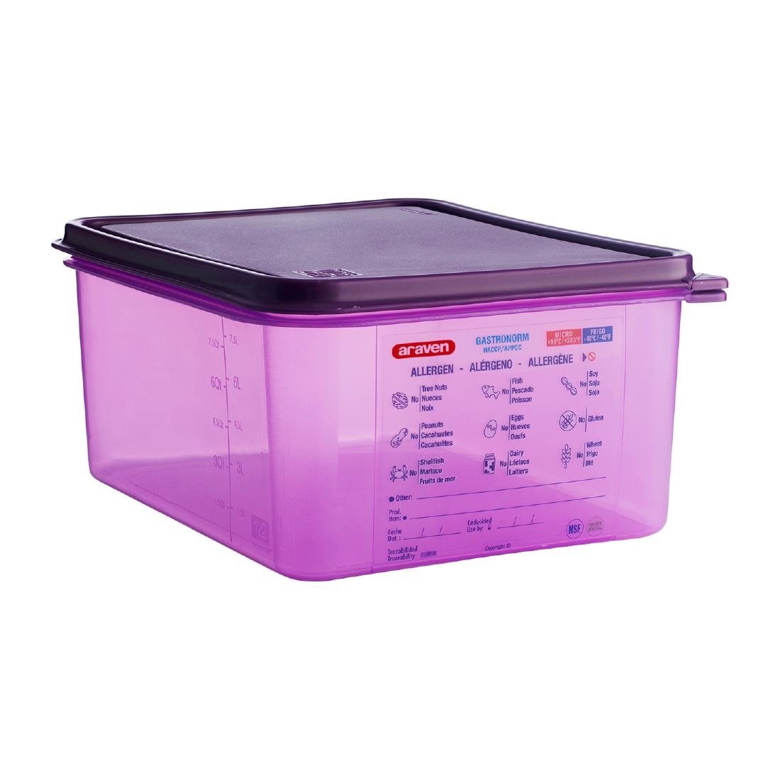 Araven Allergen Polypropylene 1/2 Gastronorm Food Container Purple 10Ltr