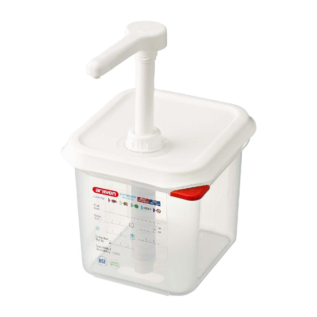 Araven Sauce Dispenser with Pump GN 1/6 Transparent 2.6Ltr
