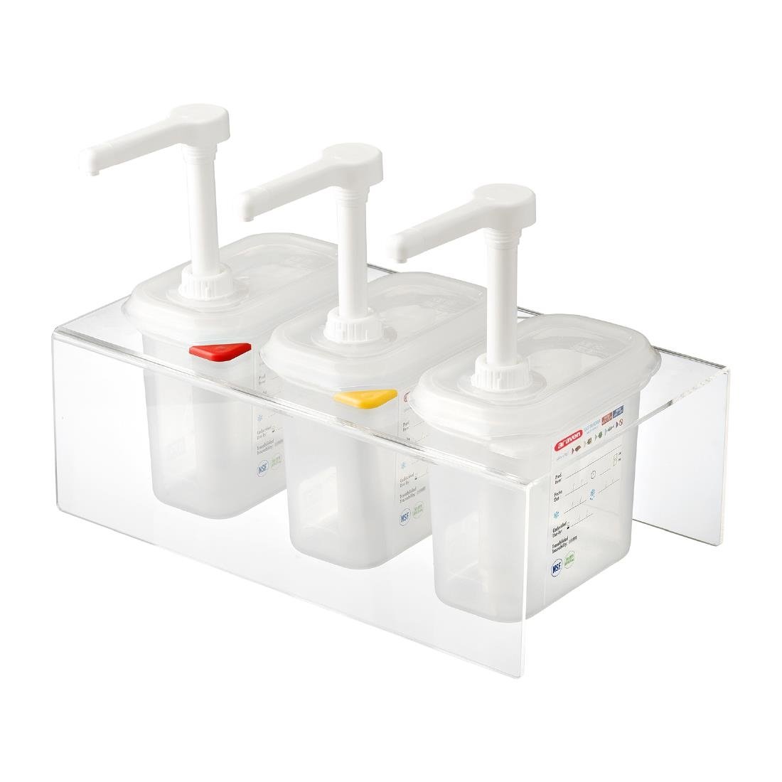 Araven Sauce Dispensers with Pump GN 1/9 Transparent 1.5Ltr (3 Pack)