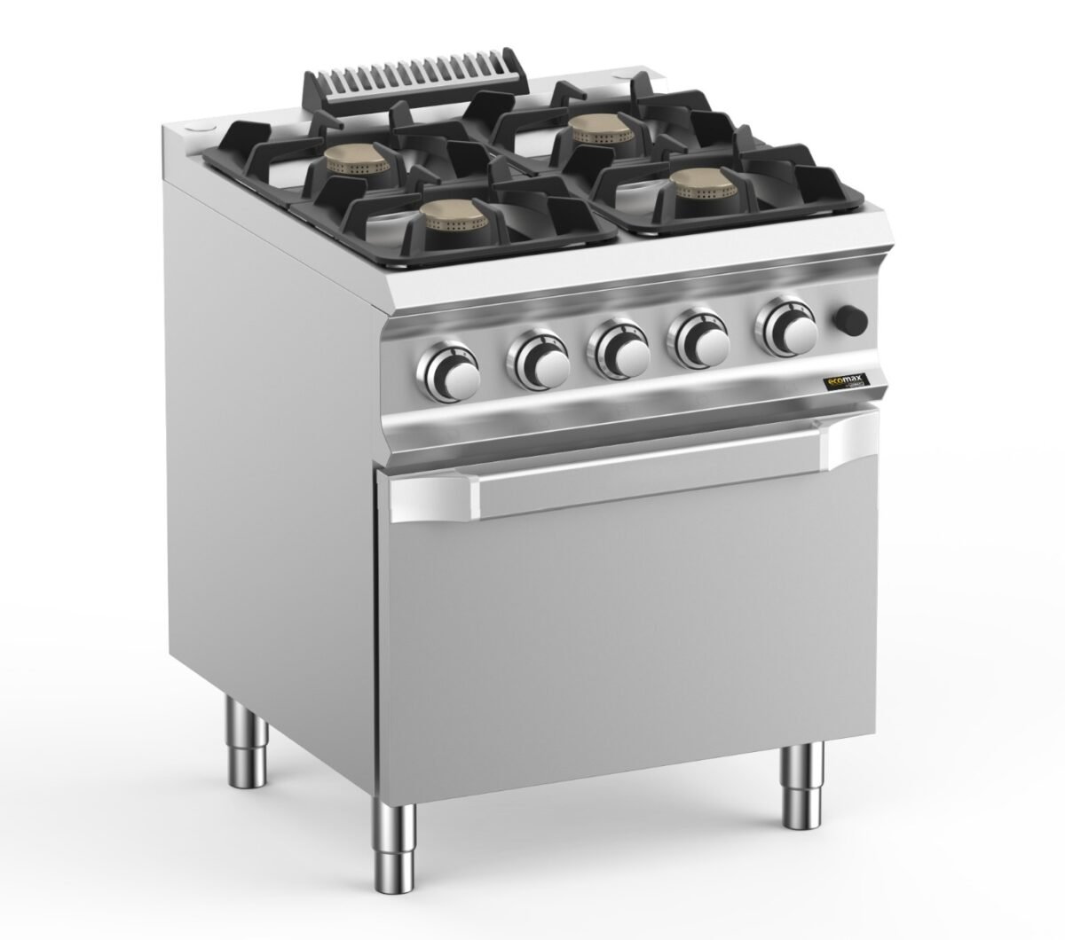 Hobart Ecomax HEFB77FGXL 4 Burner Gas Hob (4 x 7kW) with Gas Oven (6kW), 34kW