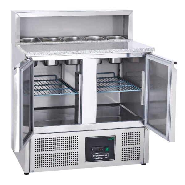 Sterling Pro Cobus SPU902PZ 2 Door Granite Top Pizza Counter, 5 x GN1/6, 240 Litres - view 6