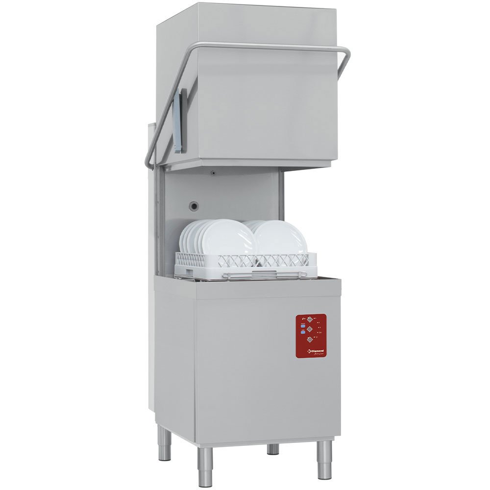 Diamond D26/6B-AC 500mm Basket Passthrough Hood Dishwasher with Break Tank & Integral Softener, 18 Plate Capacity