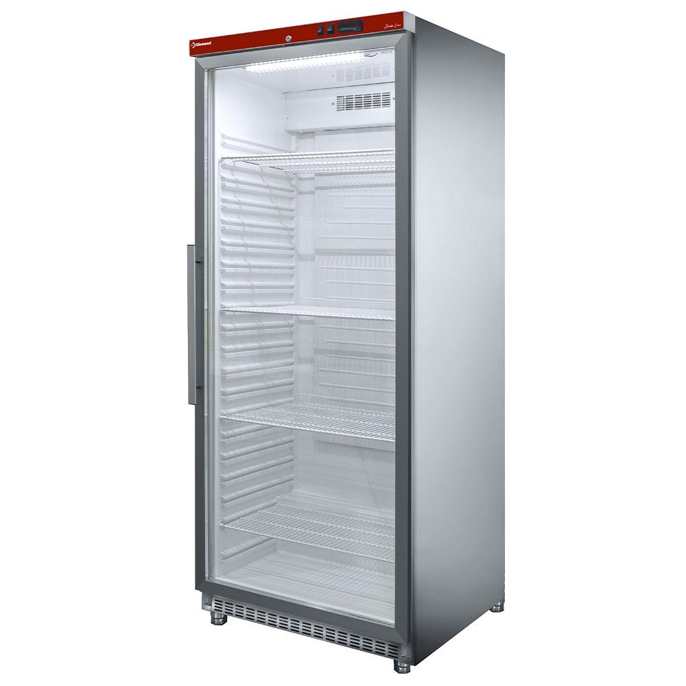 Diamond PV600X/G-R6 Single Glass Door Display Upright Refrigerator, 600 Litres